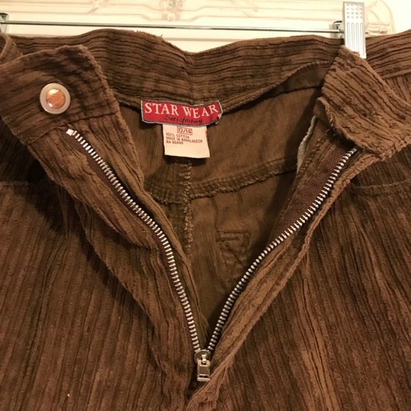 Vintage Y2K Starwear Chocolate Brown Corduroy Pants wide wale corduroy 13/14 - Picture 5 of 11